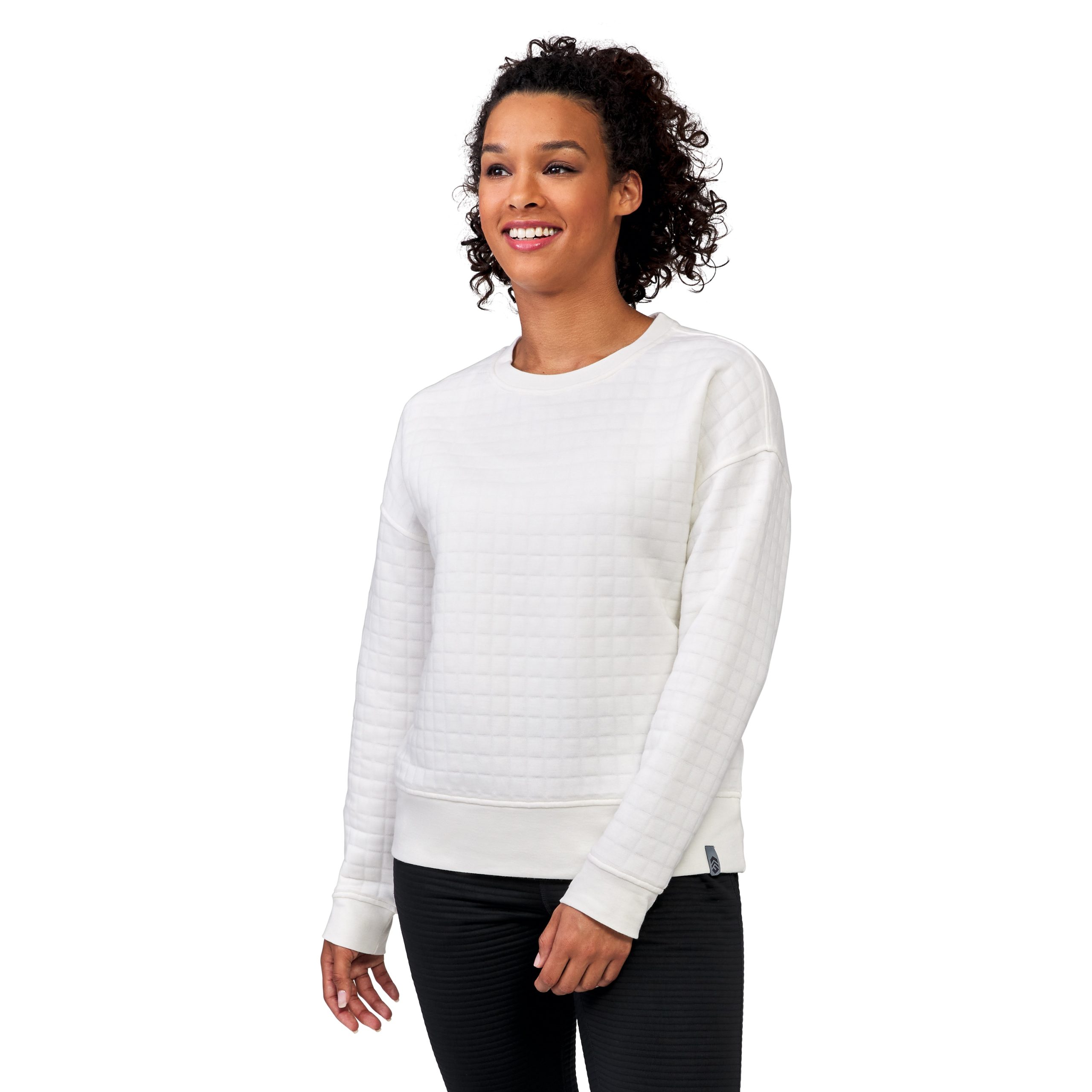 Free Country Women's White Knit Long Sleeve Sweatshirt (Small) | H36LAF4805VANILLA S