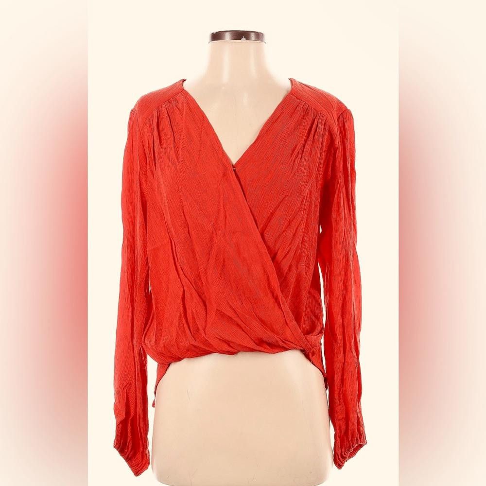 Free People Chic Red Wrap Top For Effortless Style Xs, Women's