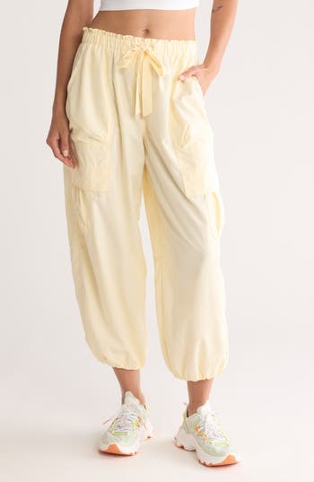 Free People Down to Earth Relaxed Fit Waterproof Cargo Pants in Banana at Nordstrom Rack, Size Small