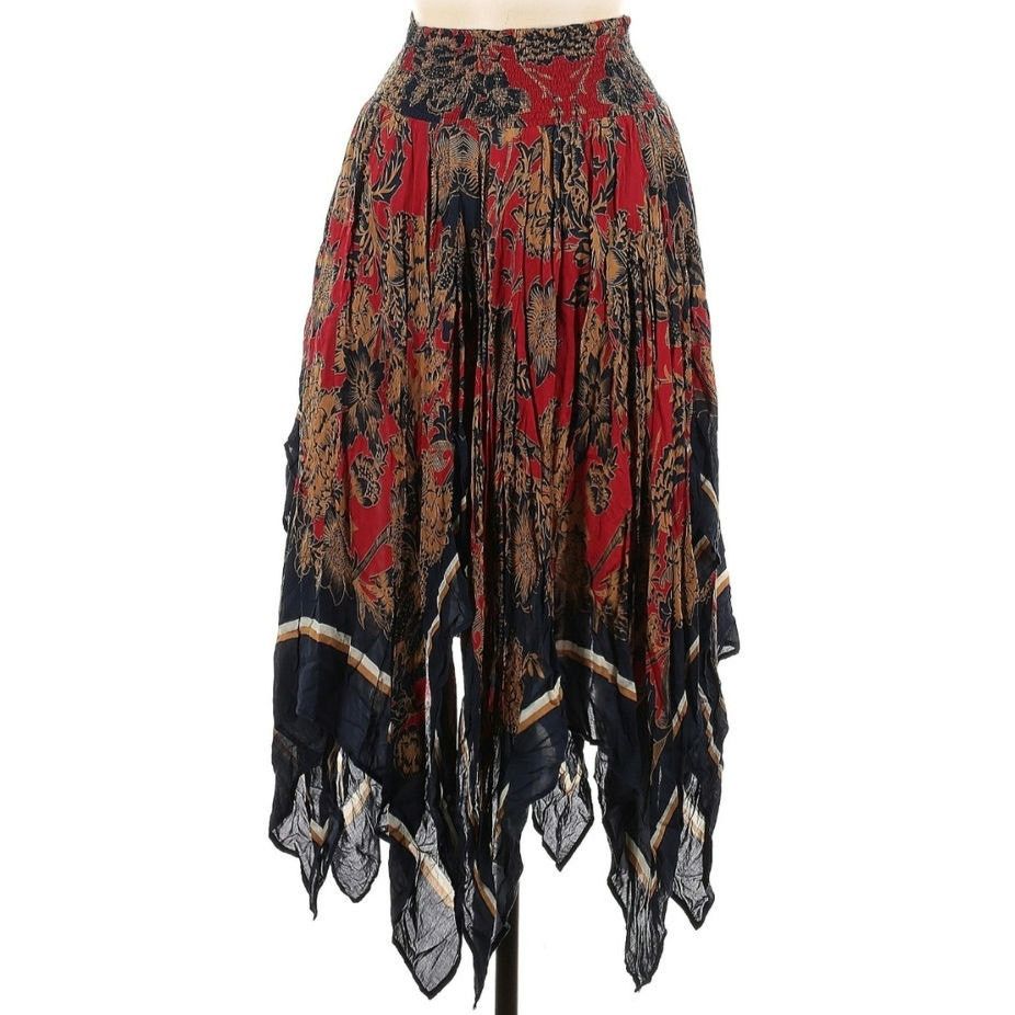 Free People Fly Away Asymmetrical Skirt in Red, Women's (Size 26)