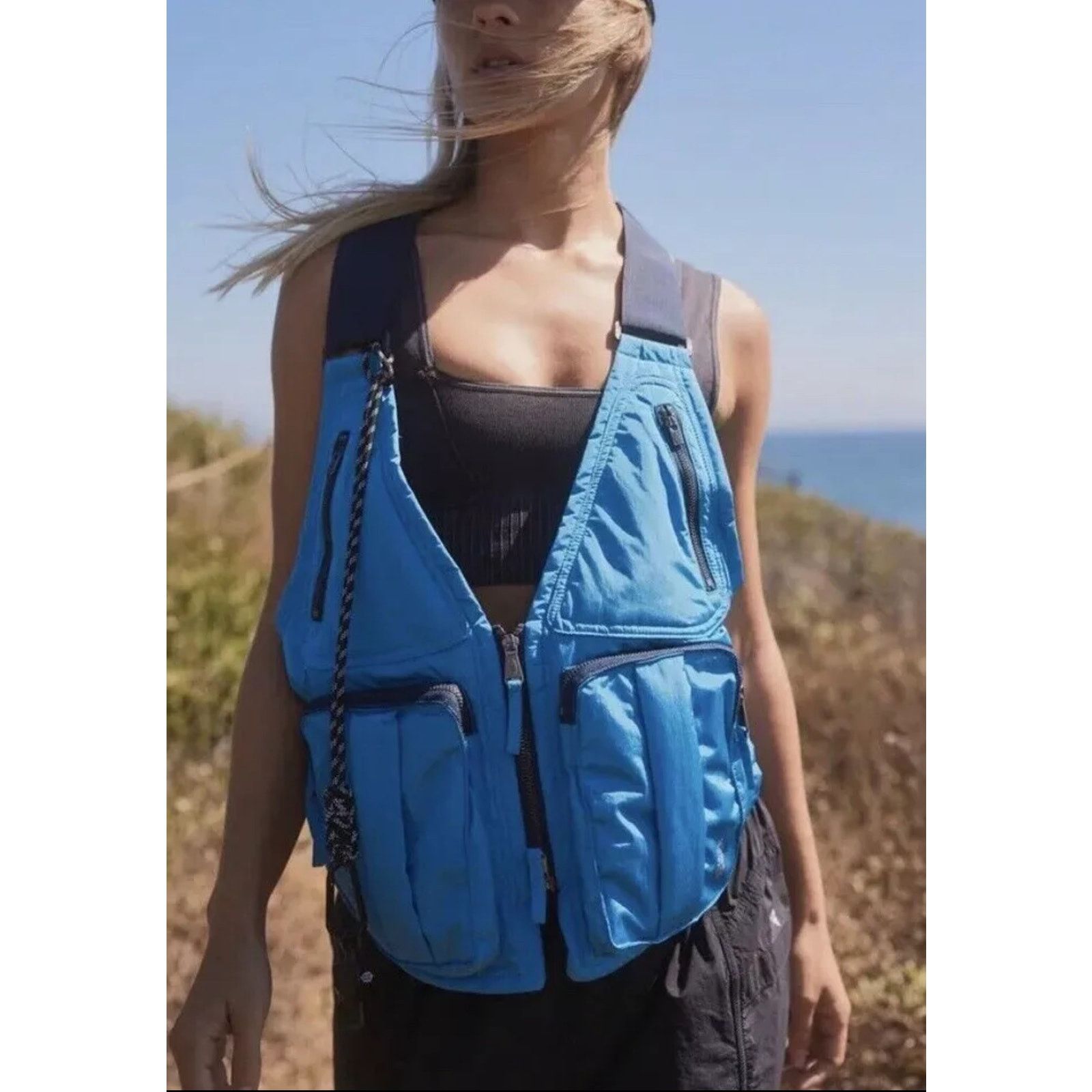 Free People Movement Outdoor Pursuit Utility Blue Vest, Women's