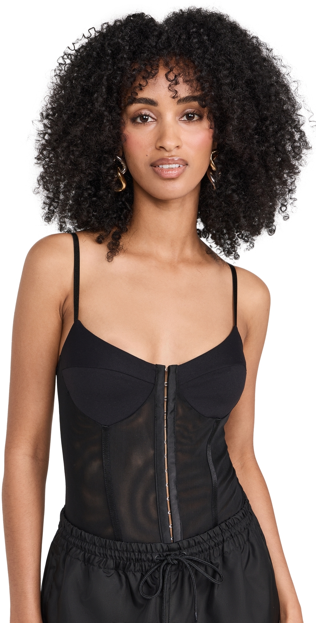 Free People Night Rhythm Corset Thong Bodysuit Black XL