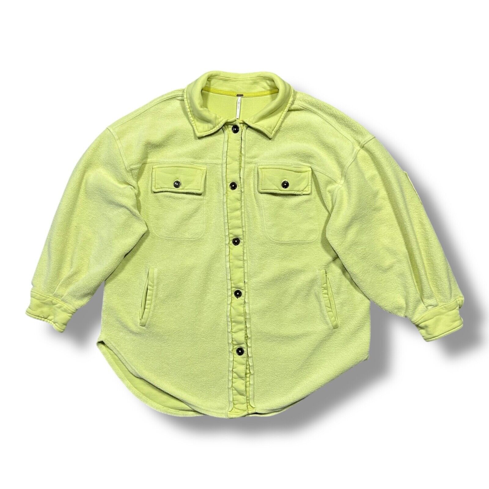 Free People Ruby Jacket Oversized Shacket Fleece Lime Green, Women's (Size Large)