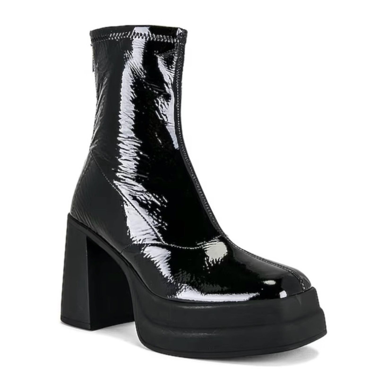 Free People Women'S Patent Leather Platform Boots Booties 36 in Black, Women's (Size 5.5)