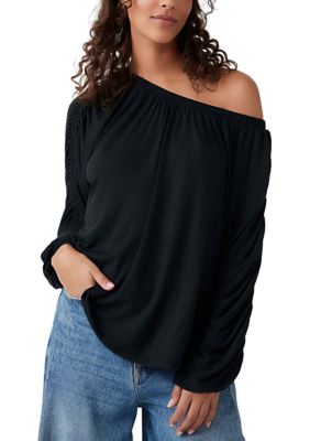 Free People Women's Off-the-Shoulder Top, Black, XS