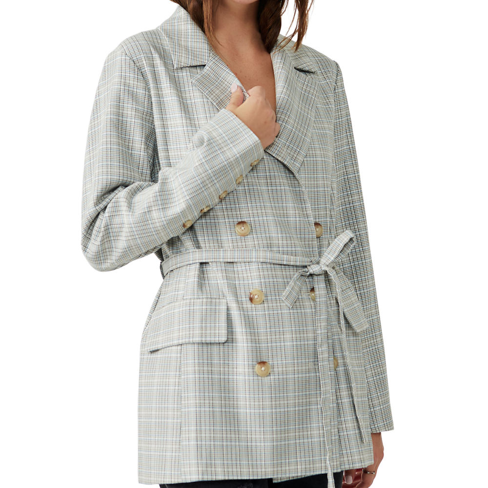 Free People Women's Olivia Plaid Blazer Multi Jackets XS