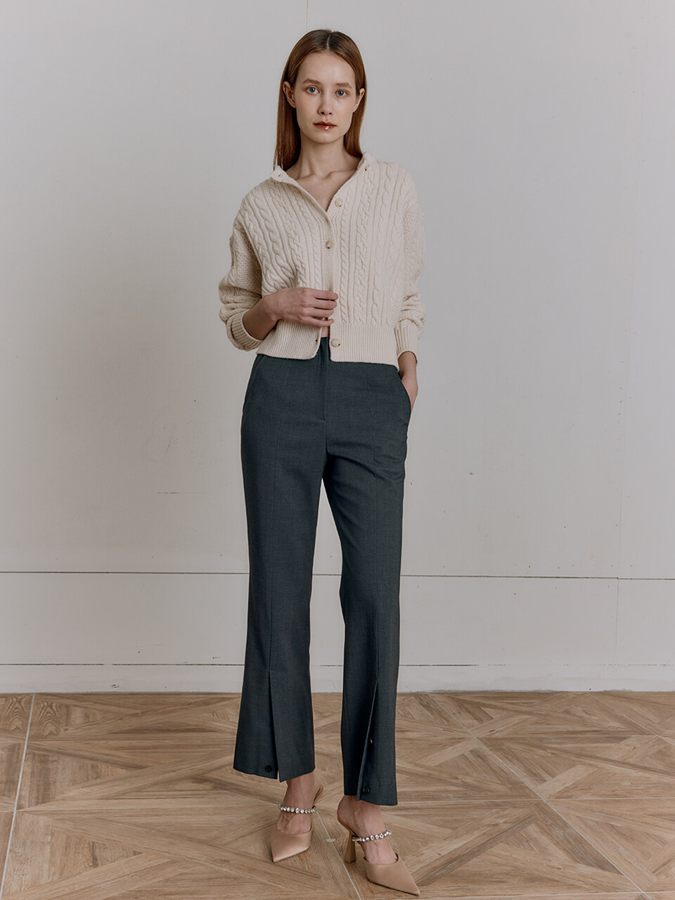 Front Slit Wool Tailored Pants (3 Colors)