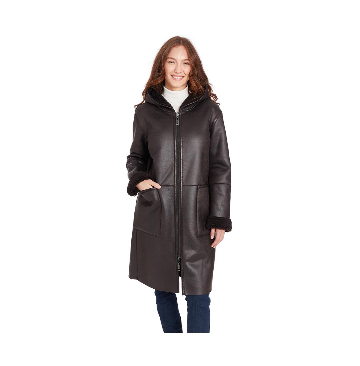 Frye Women's Mariah Reversible Faux Shearling Coat - Brown