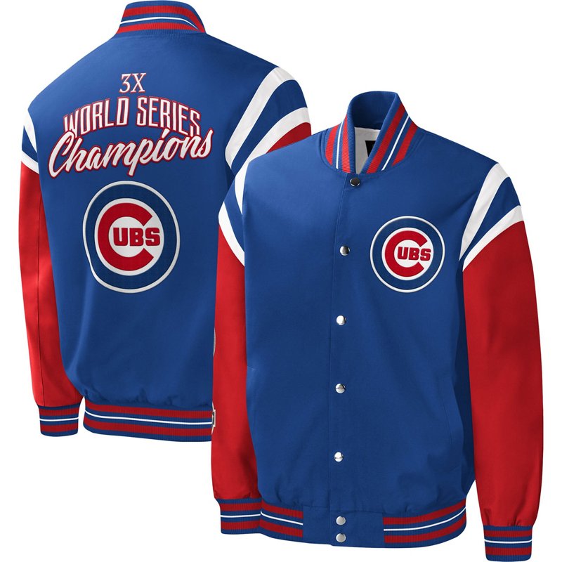 G-III Sports by Carl Banks Chicago Cubs Title Holder Full-Snap Varsity Jacket Royal, 2X-Large - MLB Outerwear Adult/Youth at Academy Sports