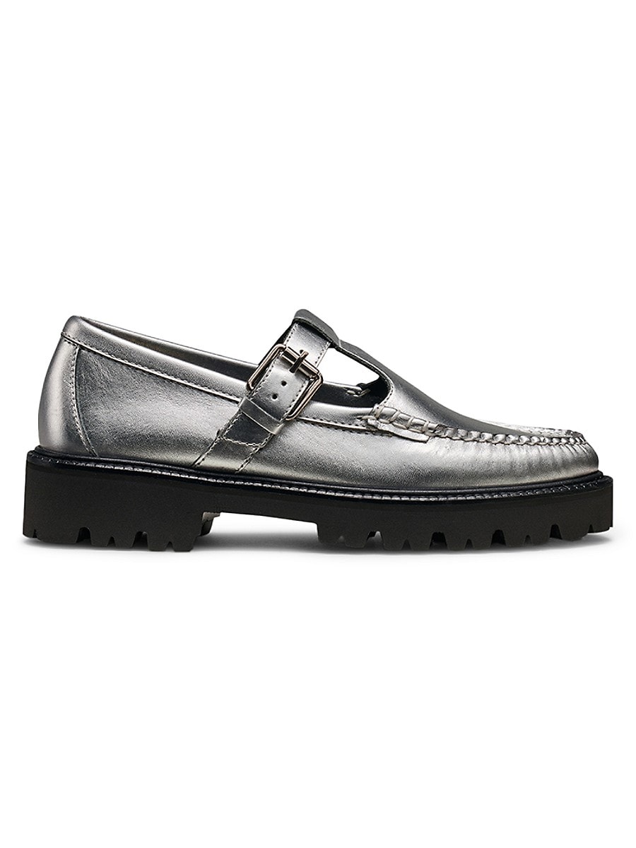 G. H. Bass Women's Metallic Napa Leather Mary Janes - Silver - Size 10