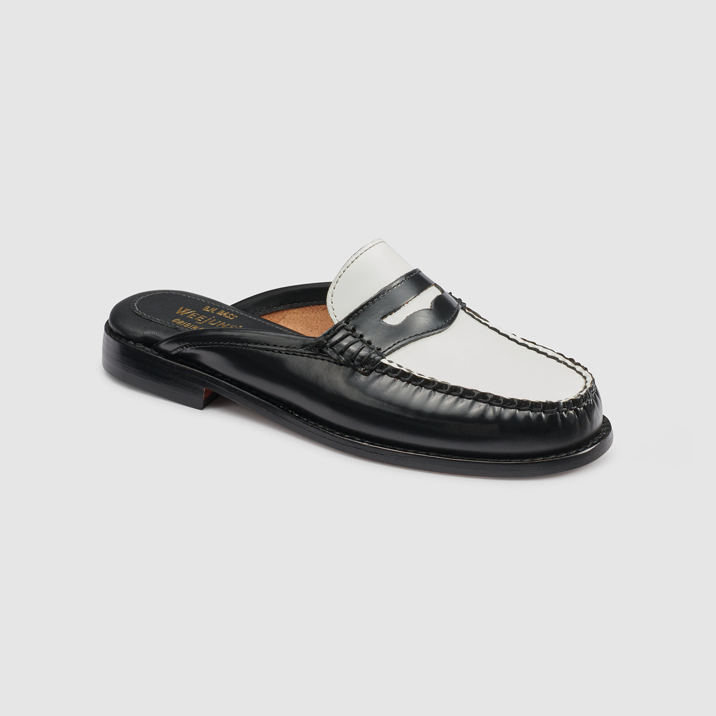 G.H.BASS | Women's Wynn Mule Weejuns Loafers | Black/White | Size 6 | Leather