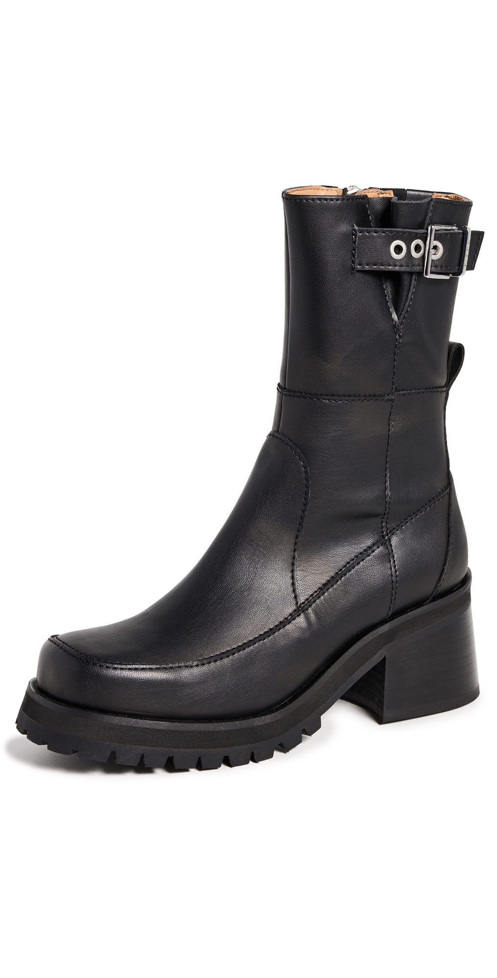 GANNI Buckle Platform Boots Black 41