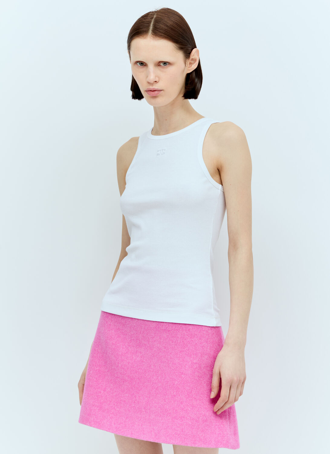 GANNI Soft Cotton Rib Tank Top - Woman Tops White L