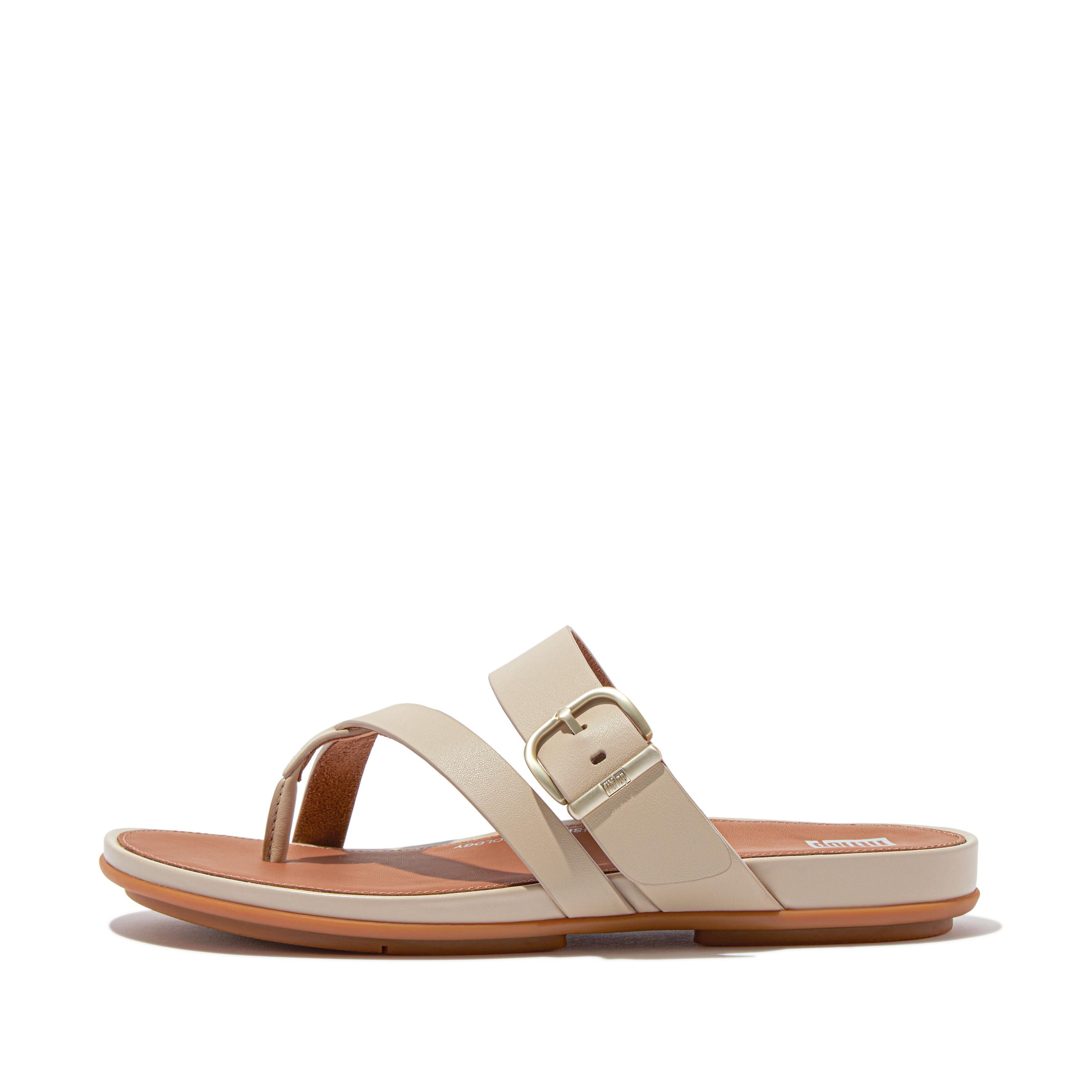 GRACIE Buckle Leather Strappy Toe-Post Sandals, Outlet