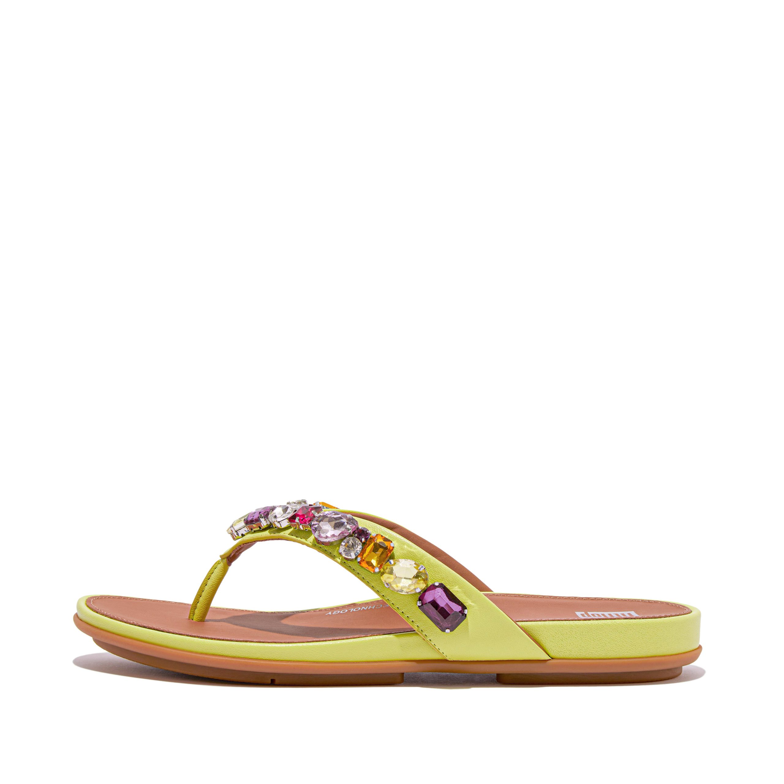 GRACIE Jewel-Deluxe Leather Flip-Flops, Outlet