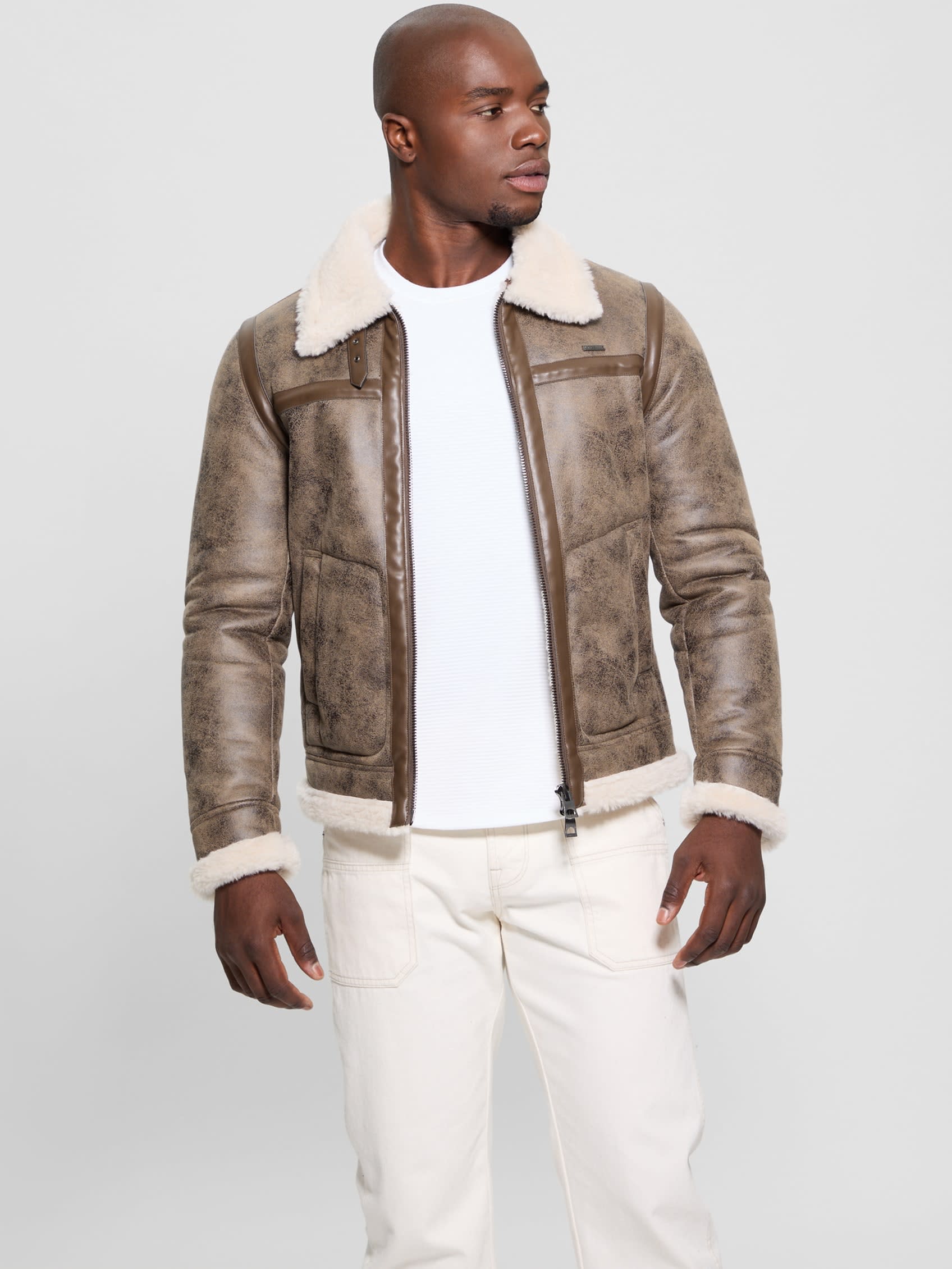 GUESS Aviator Shearling Jacket