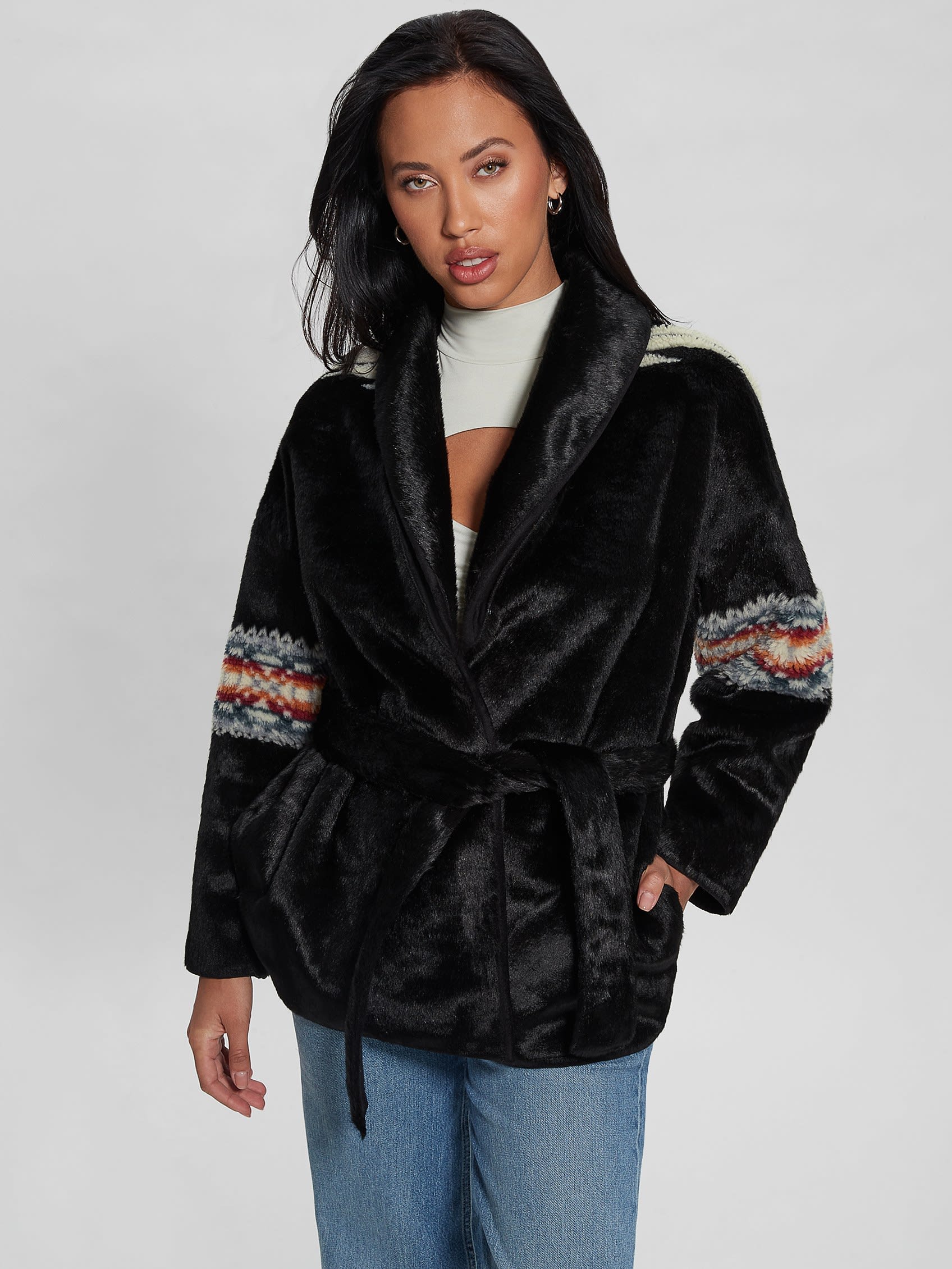 GUESS Carlotta Faux-fur Wrap Jacket