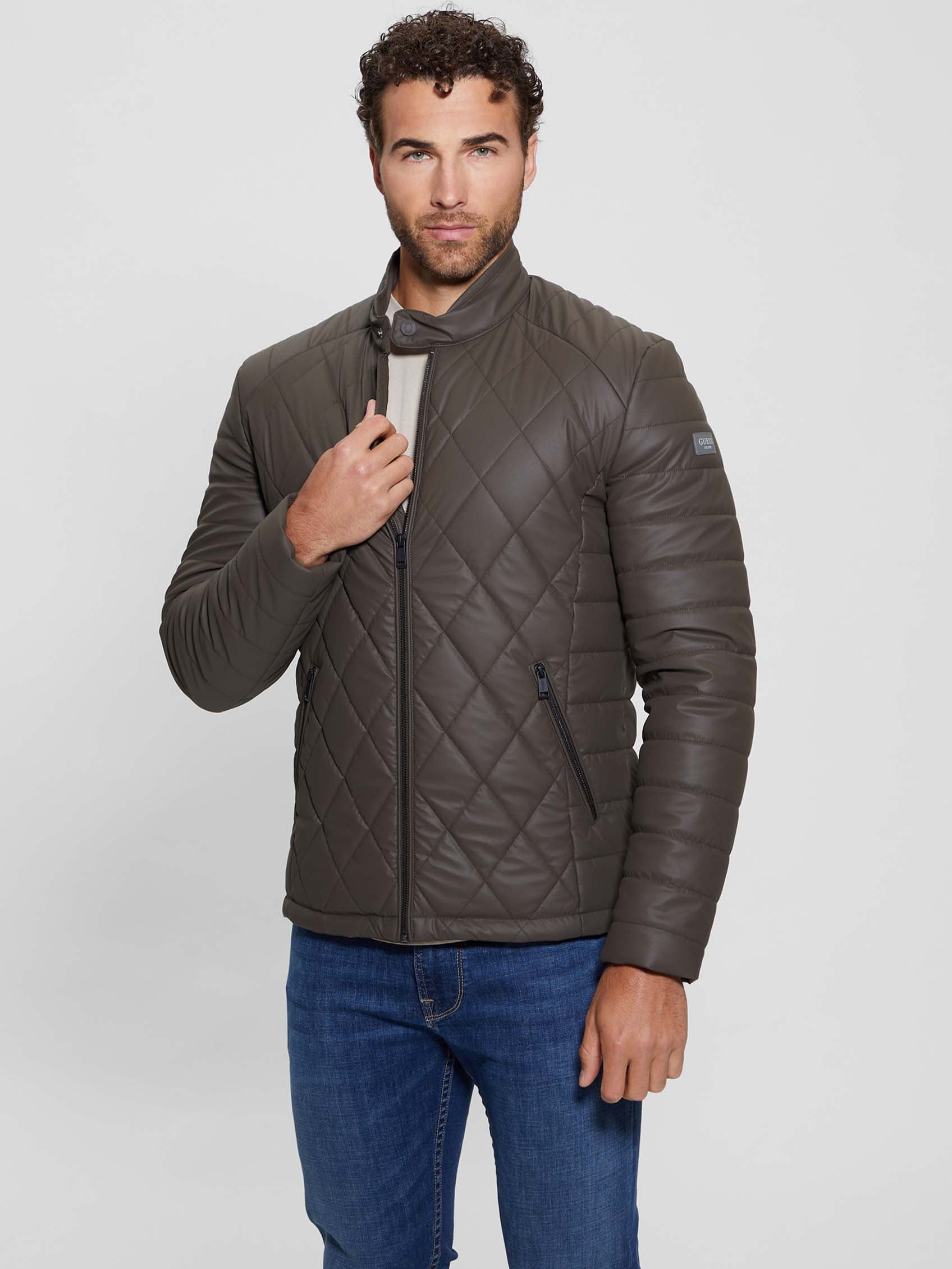 GUESS Diamond Quilted Faux-leather Jacket