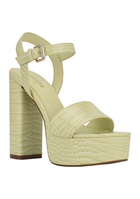 GUESS Gabeli Heeled Platform Sandals, Lime, 6M