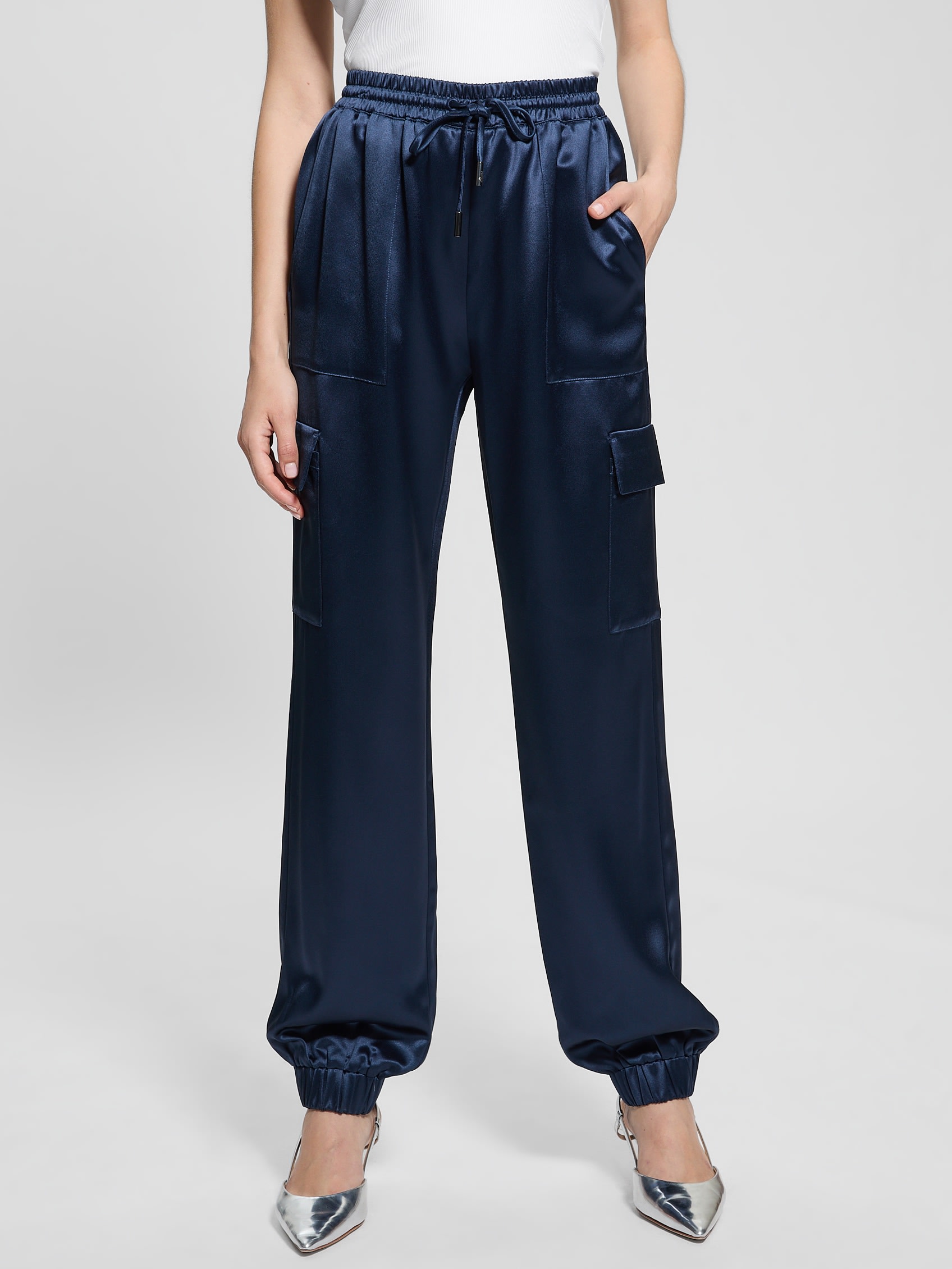 GUESS Marzia Drawstring Satin Joggers