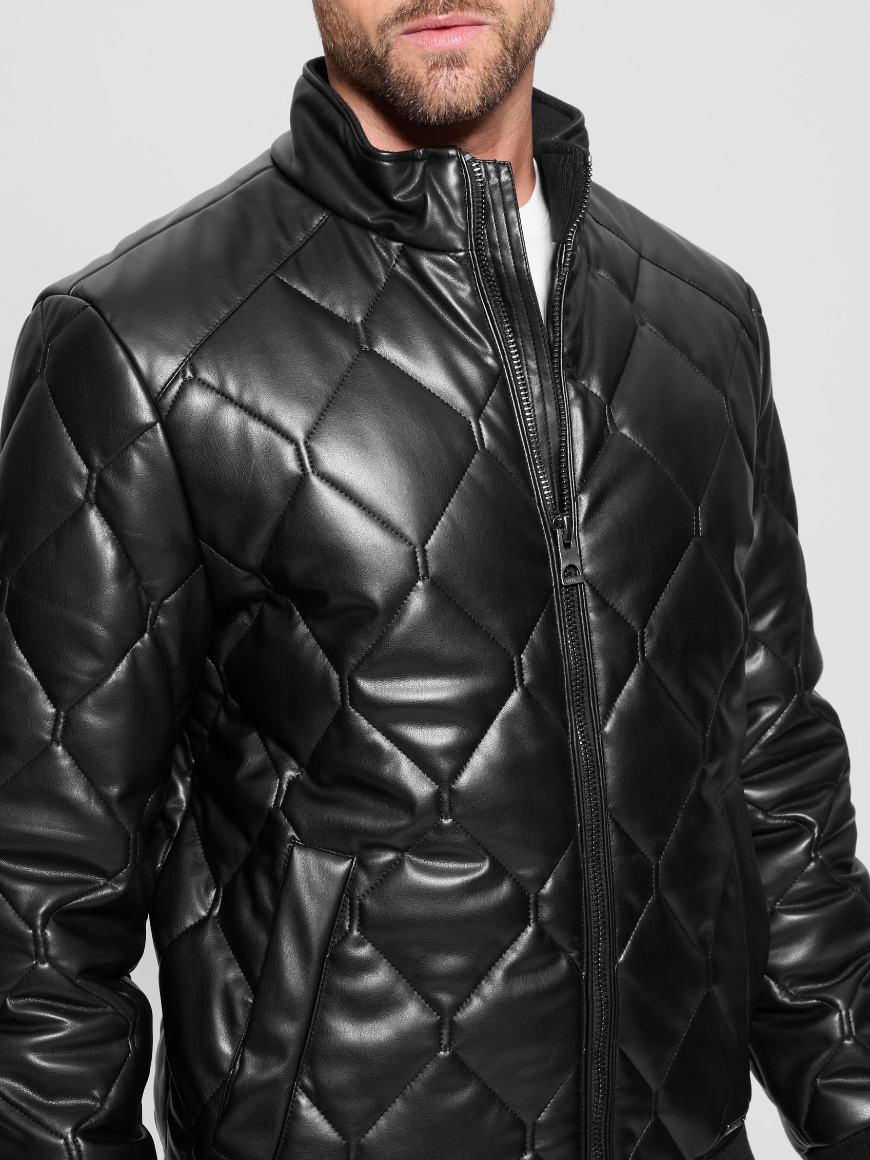 GUESS Quilted Faux-leather Jacket