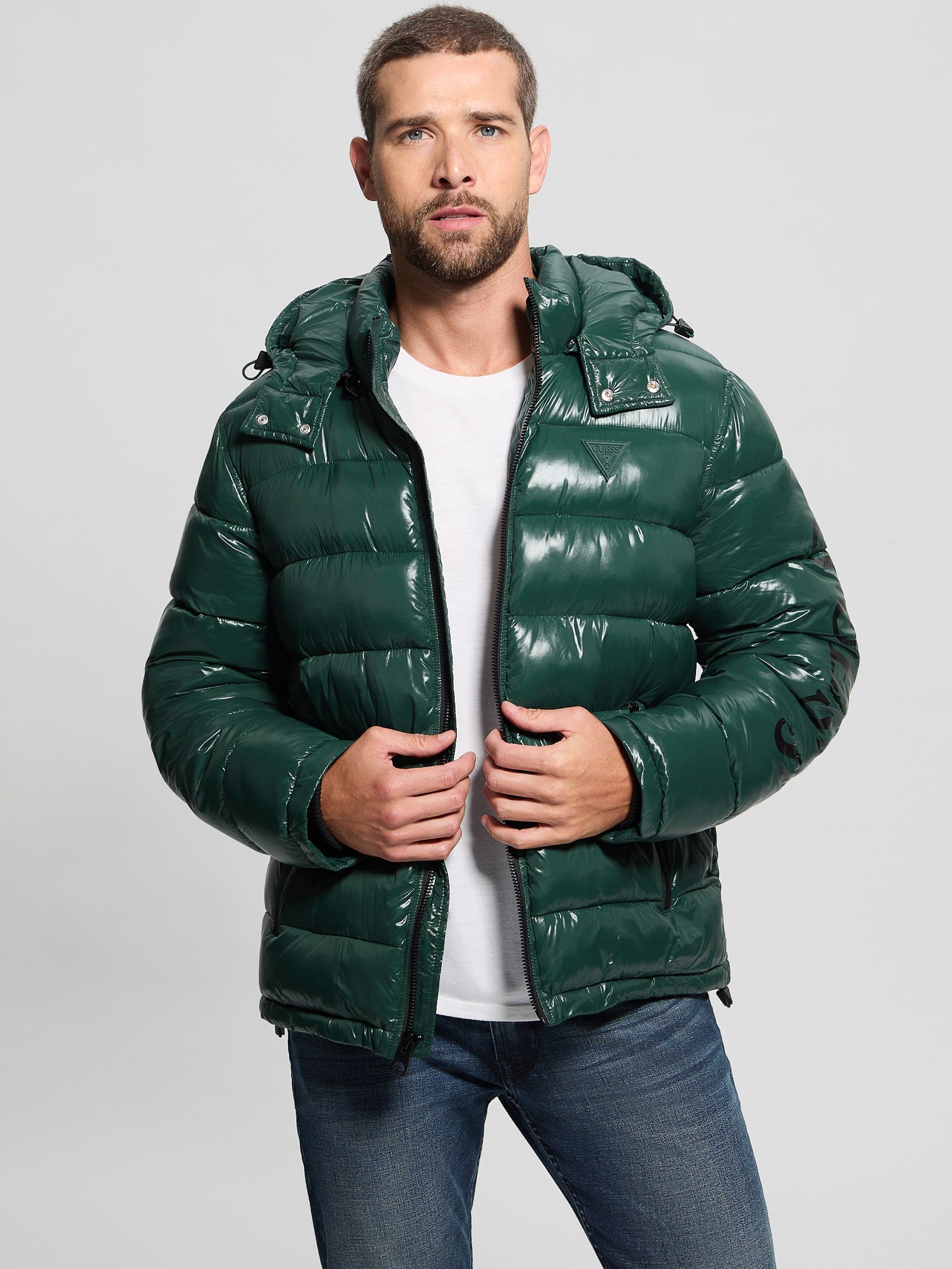 GUESS Shiny Hooded Puffer Jacket