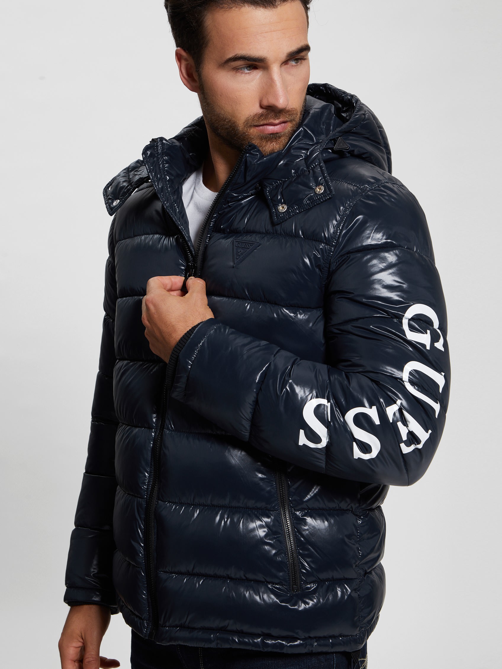 GUESS Shiny Hooded Puffer Jacket