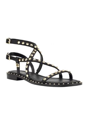 GUESS Women's Yamara Gladiator Flat Sandals, Black, 6M