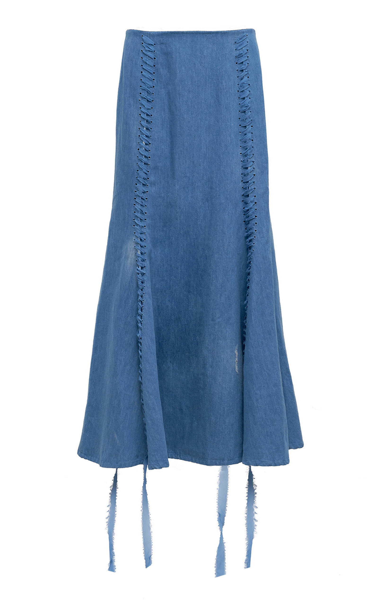 Gabriela Hearst - Dion Lace-Up Cotton-Linen Denim Maxi Skirt - Light Blue - IT 36 - Moda Operandi