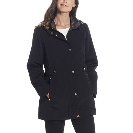 Gallery Womens Hooded Midweight Raincoat, Large, Black