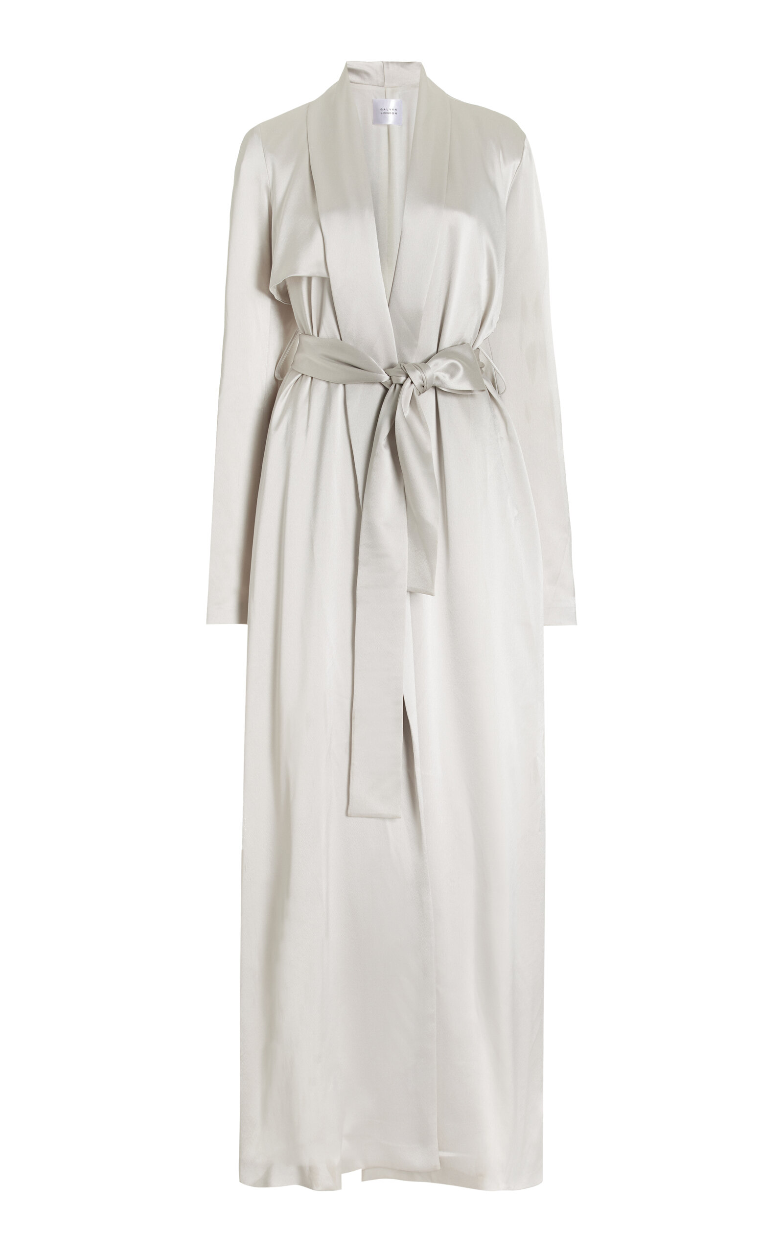 Galvan - Satin Trench Coat - Silver - M - Moda Operandi