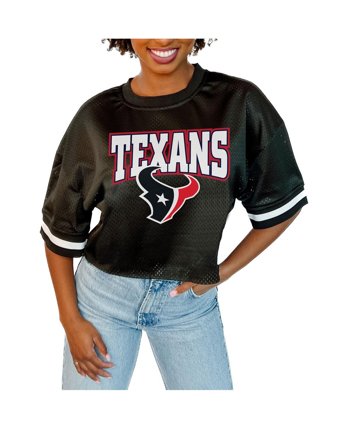 Gameday Couture Women's Black Houston Texans Mesh Fashion Cropped Jersey Top - Black