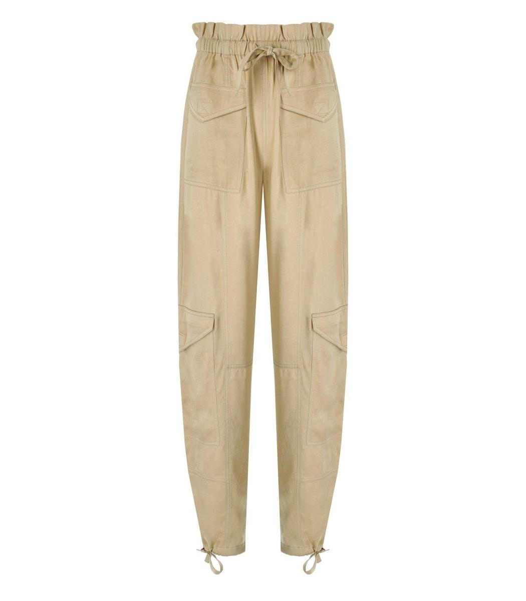 Ganni Beige Satin Cargo Trousers