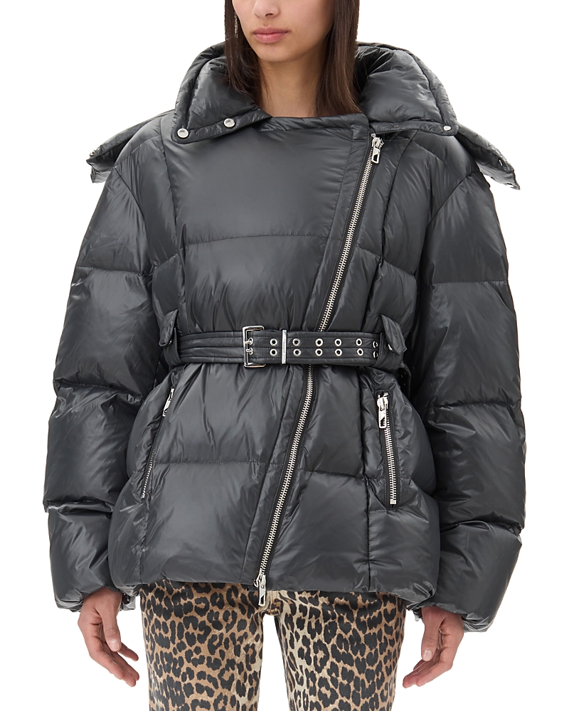 Ganni Black Shiny Nylon Puffer Jacket