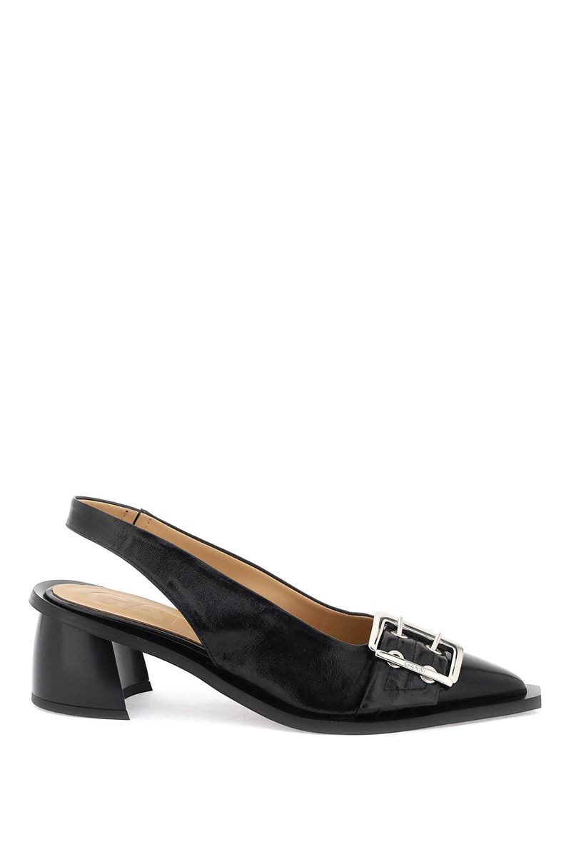 Ganni Black Slingback Pumps With Buckle