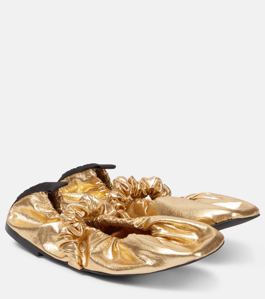 Ganni Scrunchie metallic ballet flats