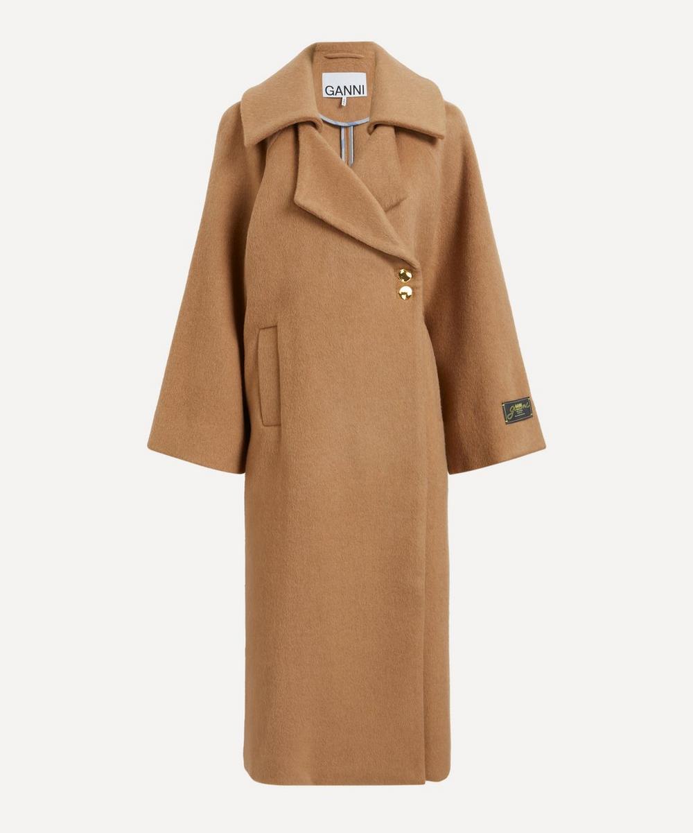 Ganni Women's Camel Wool-Blend Coat XXS-XS