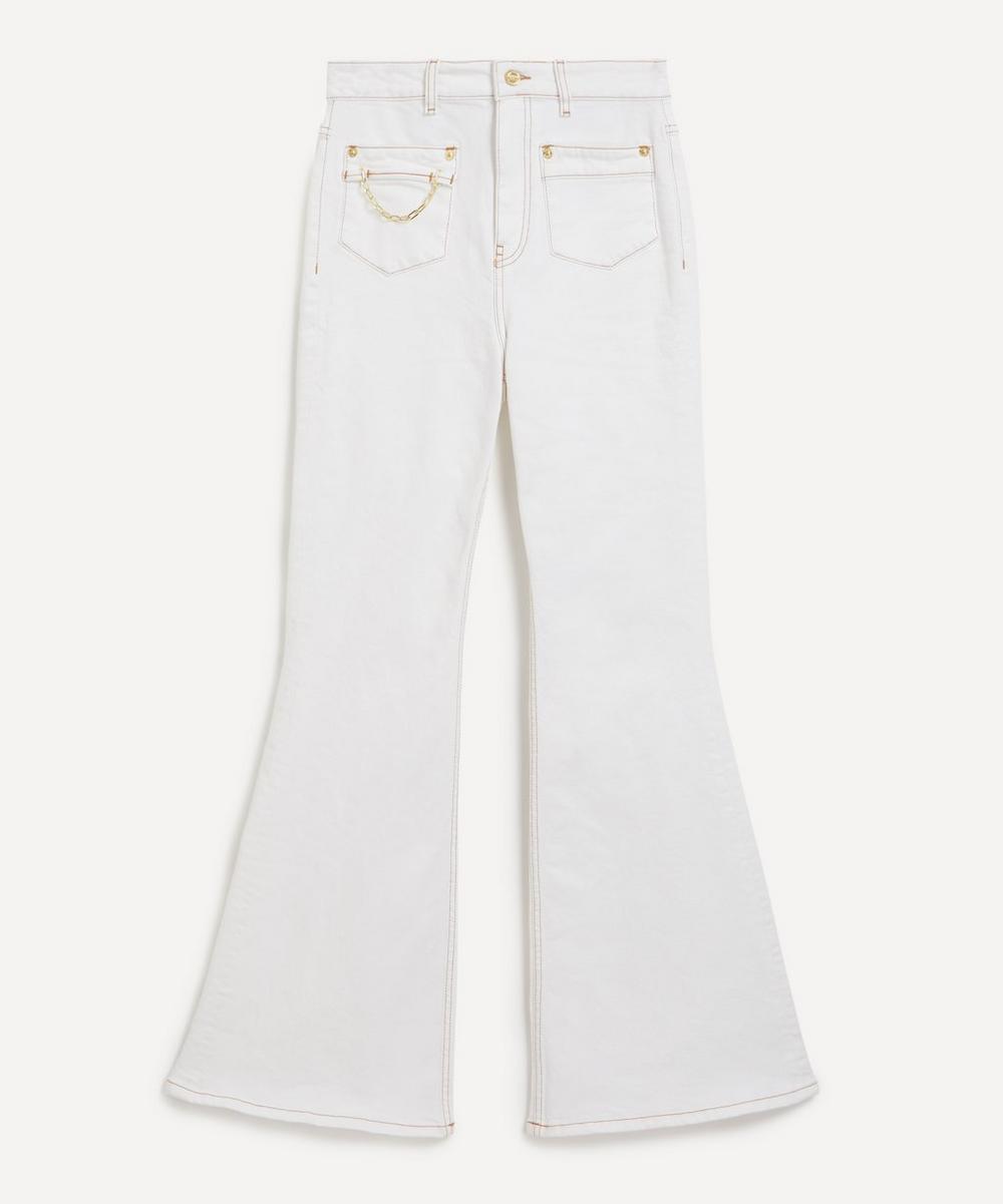 Ganni Women's White Denim Goddi Flared Jeans 25