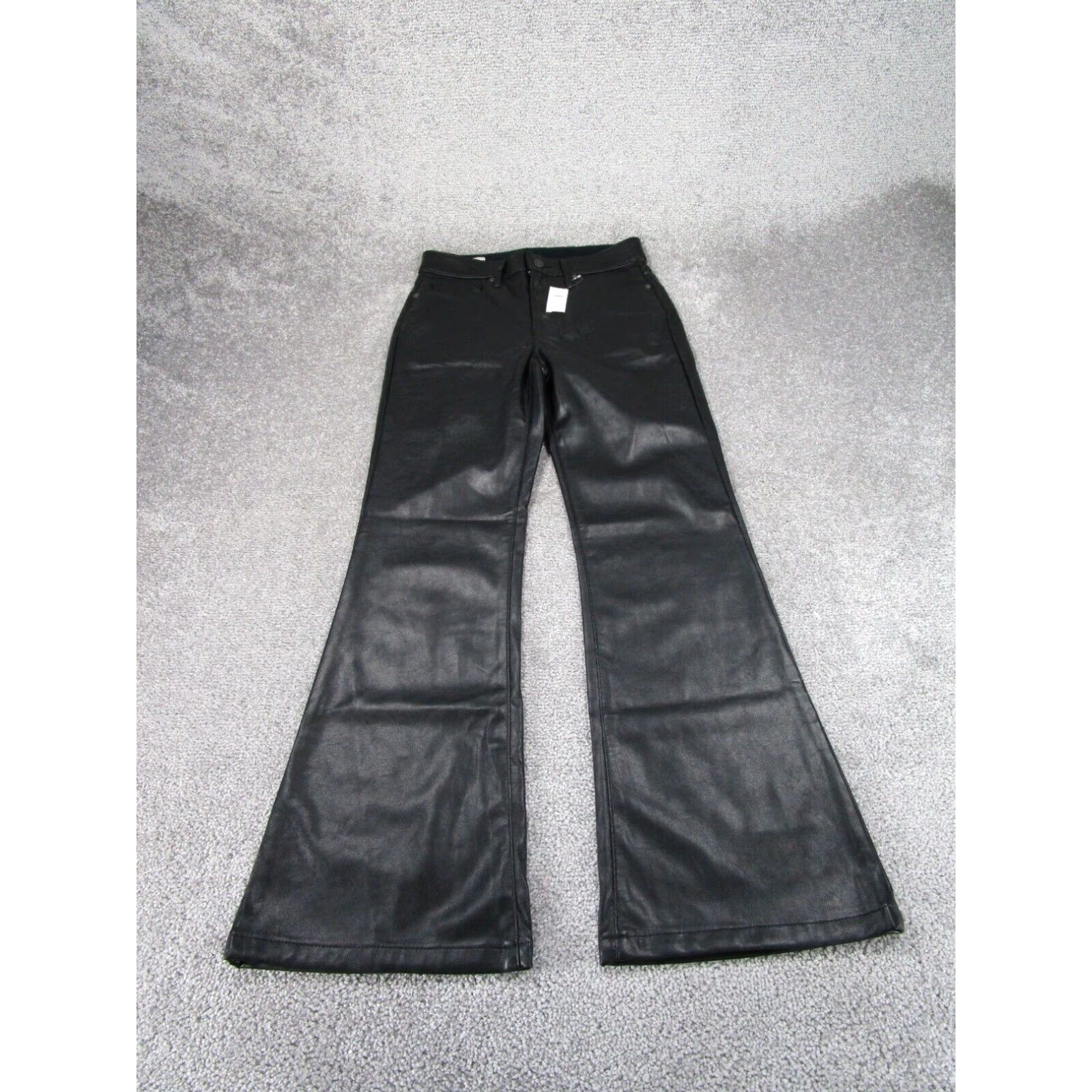 Gap Pants Womens 4 Petite 70's Flare High Rise Black Faux Leather New in White (Size 27)