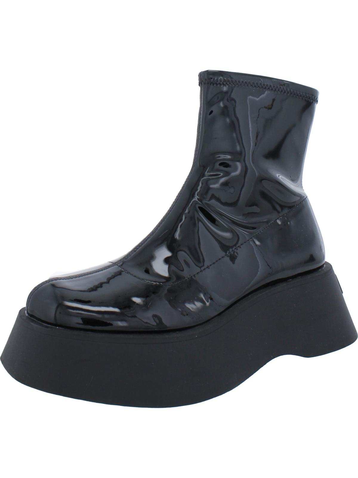 Garland Womens Patent Chunky Ankle Boots