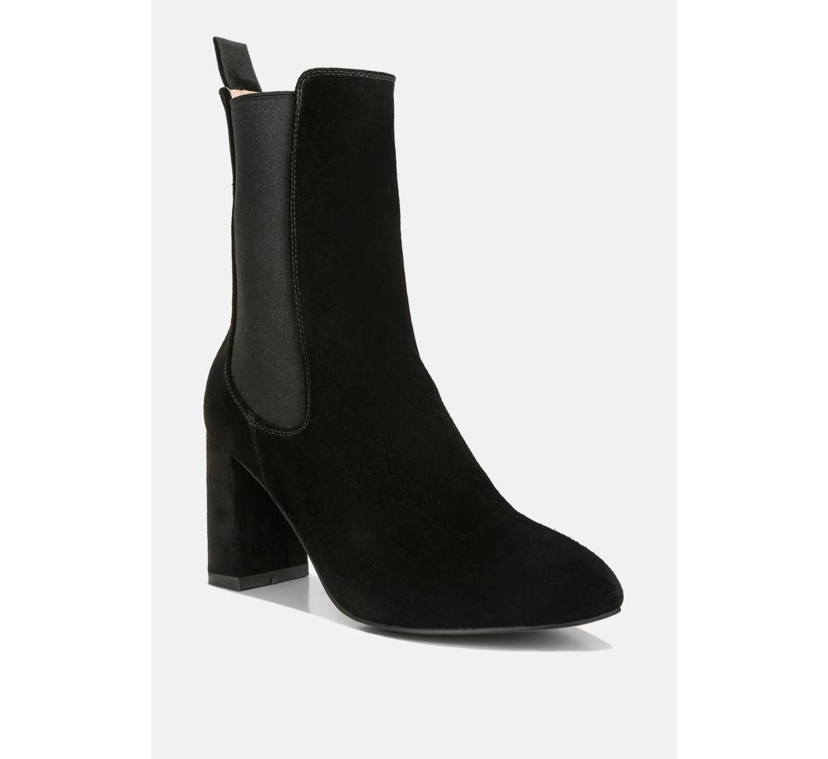 Gaven Womens Suede High Ankle Chelsea Boots - Black