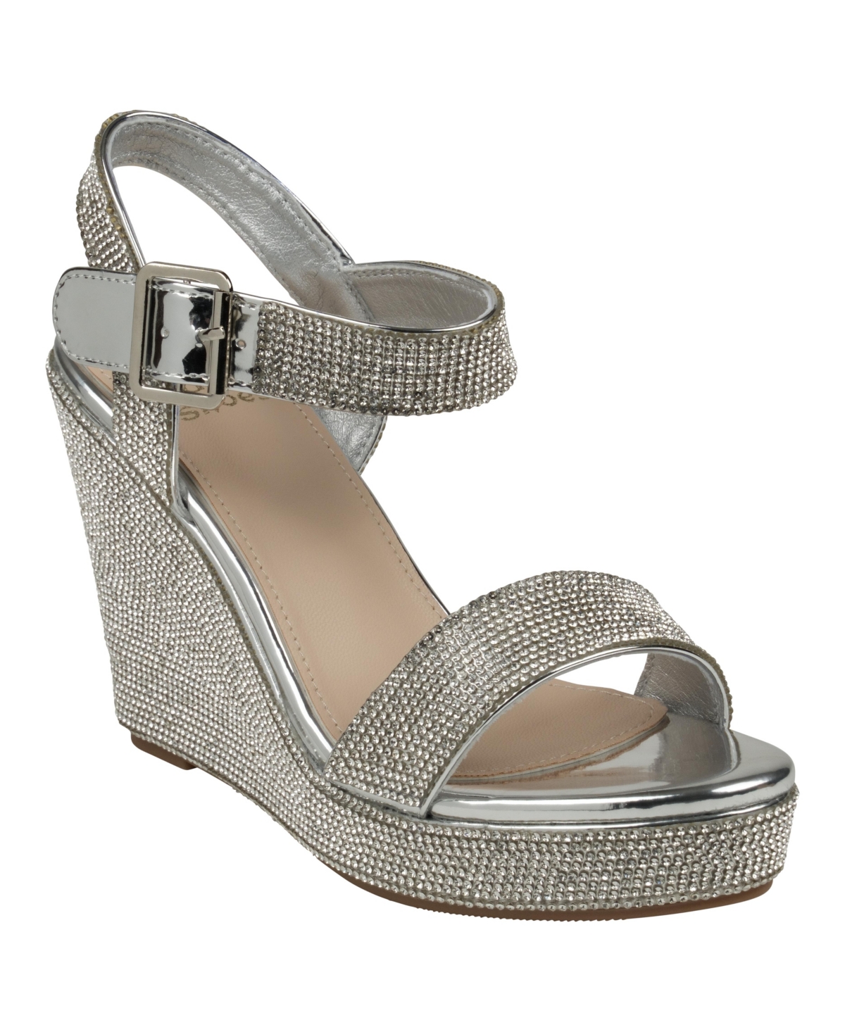 Gc Shoes Women's Betty Embellished Wedge Slingback Wedge Sandals - Silver