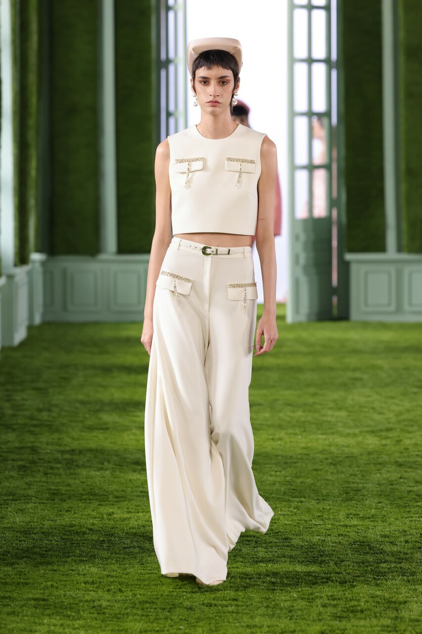 Georges Hobeika Crepe Crop Top With Pants