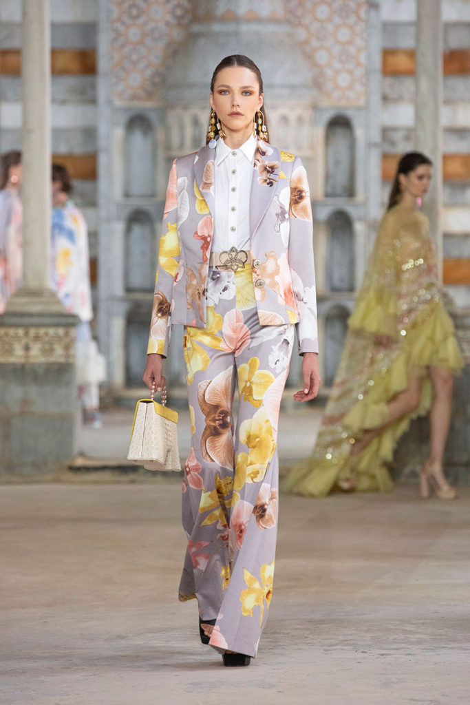 Georges Hobeika Floral Printed Jacket & Pants With White Poplin Shirt (US 20)