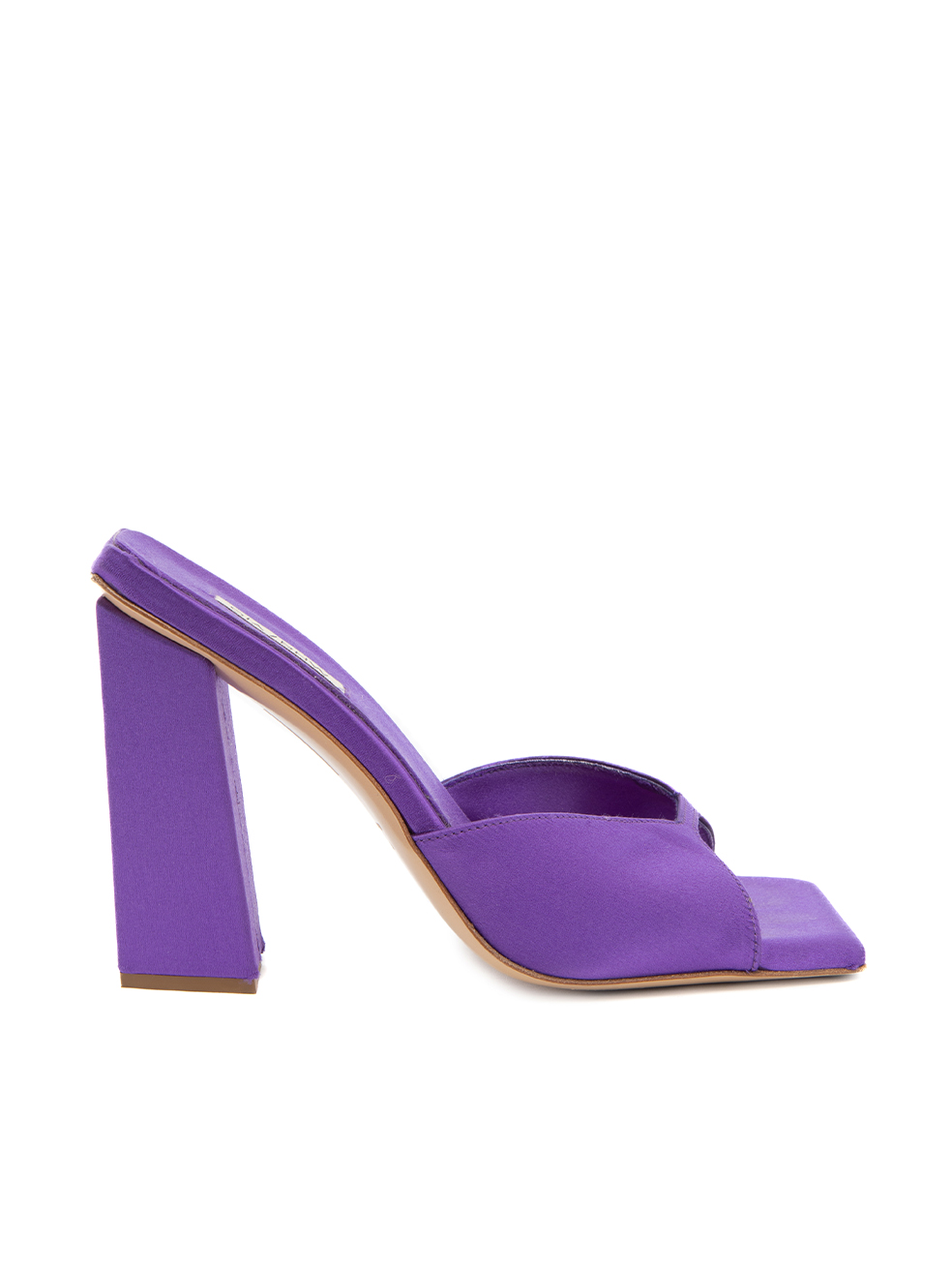 Gia Borghini Purple Satin Square Toe Mules