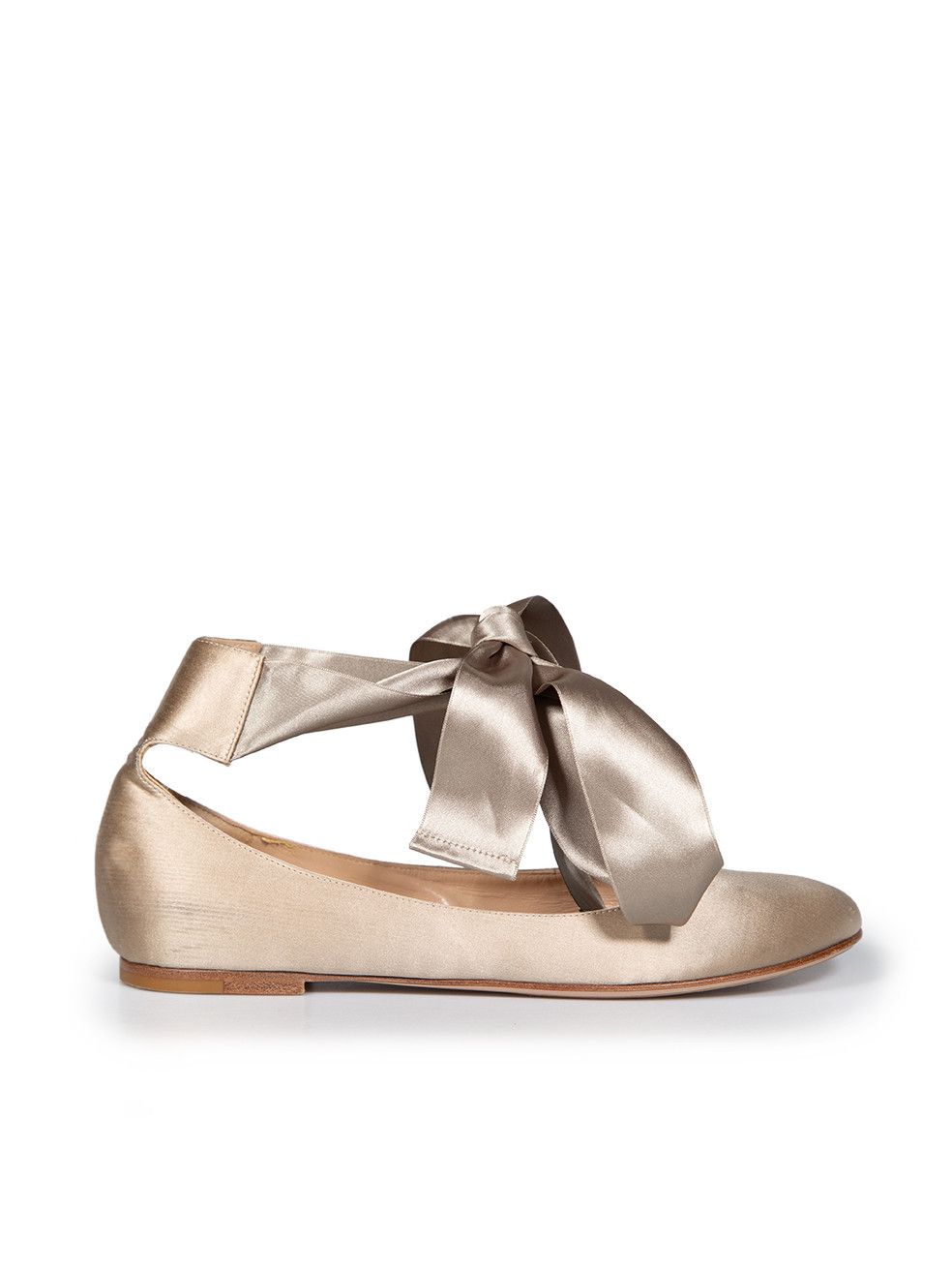 Gianvito Rossi Beige Ribbon Tie Ballet Flats, Women's (Size 7)