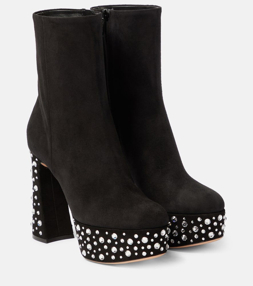 Gianvito Rossi Crystal Holly suede platform ankle boots