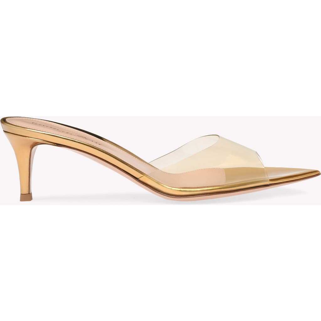 Gianvito Rossi Elle 55 Mules in Metallic Gold Plastic at Nordstrom, Size 34