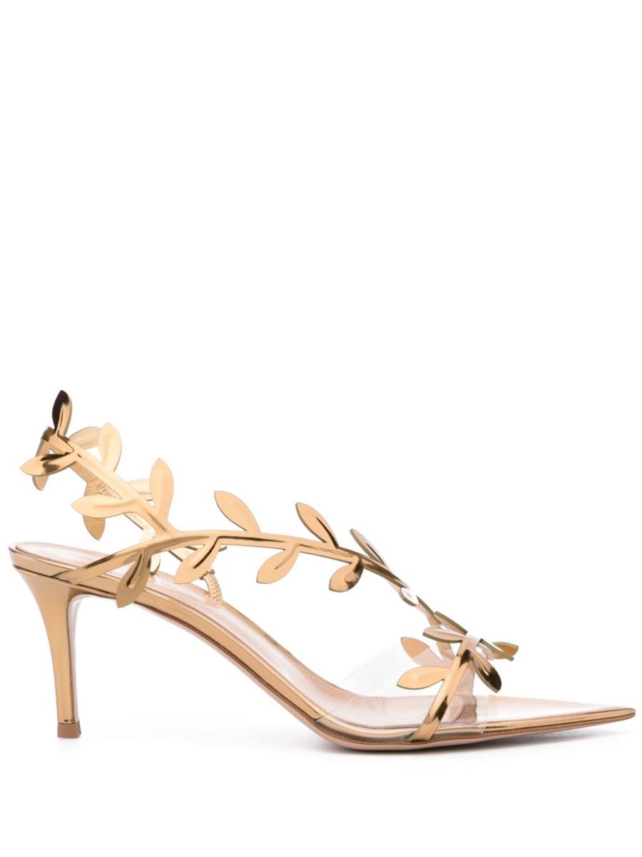 Gianvito Rossi Flavia Heeled Sandals In Gold-Colored Patent Calfskin