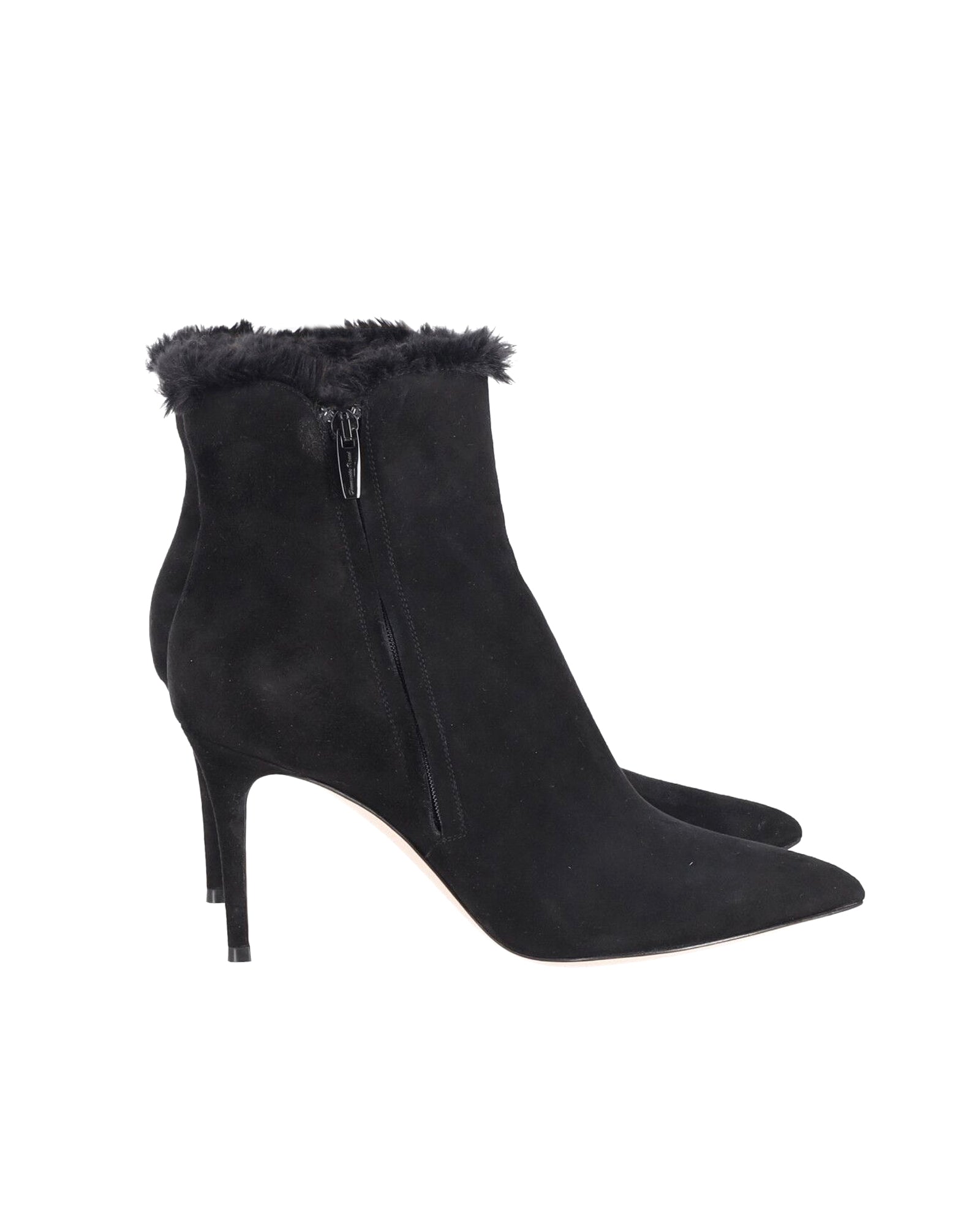 Gianvito Rossi Fur Lined Ankle Boots in Black Suede